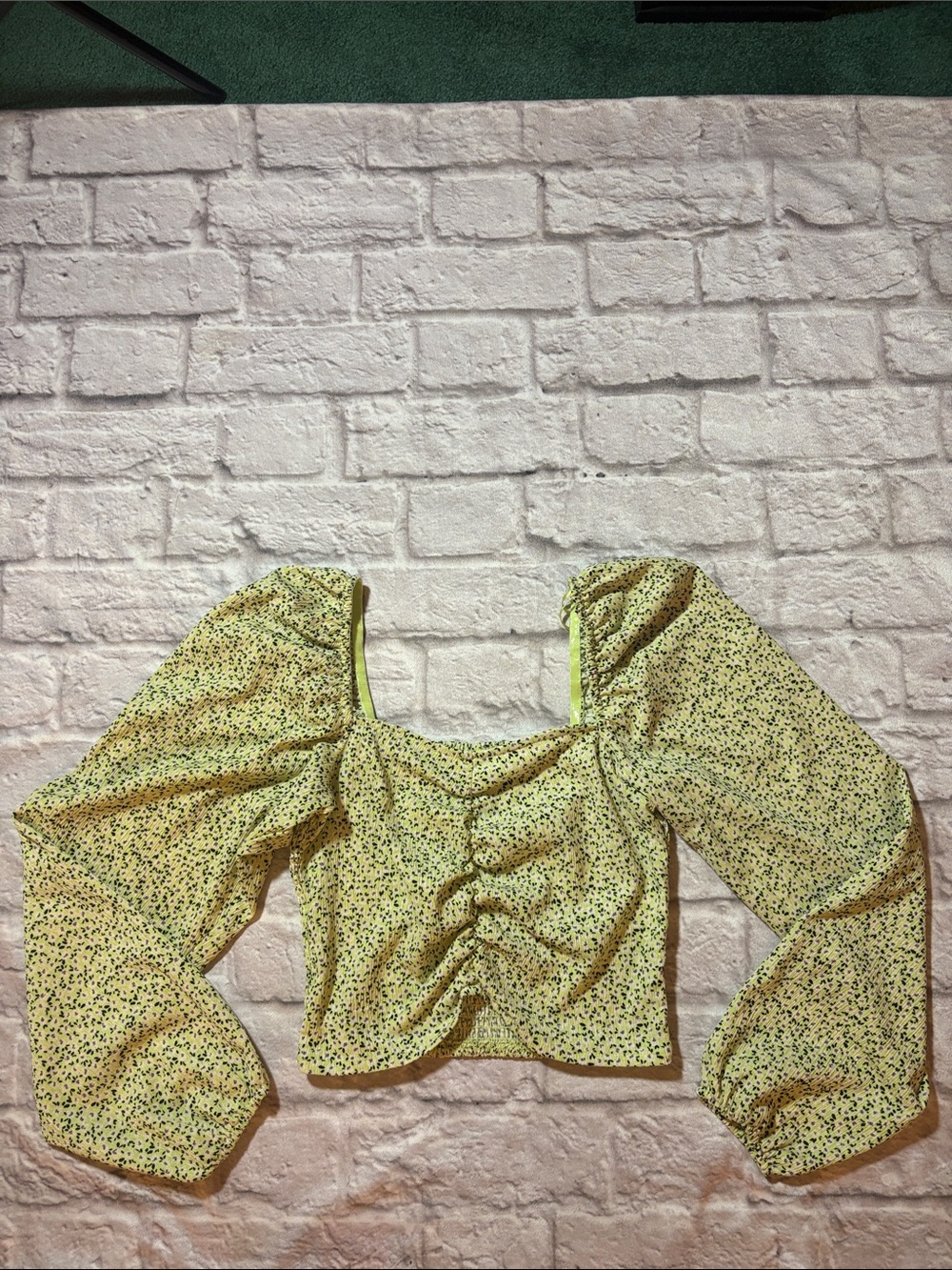 Noisy May floral Long Sleeve Crop Top